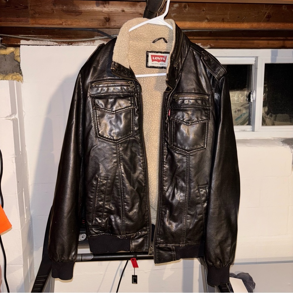 Levi's DARK BROWN Leather Jacket for Men